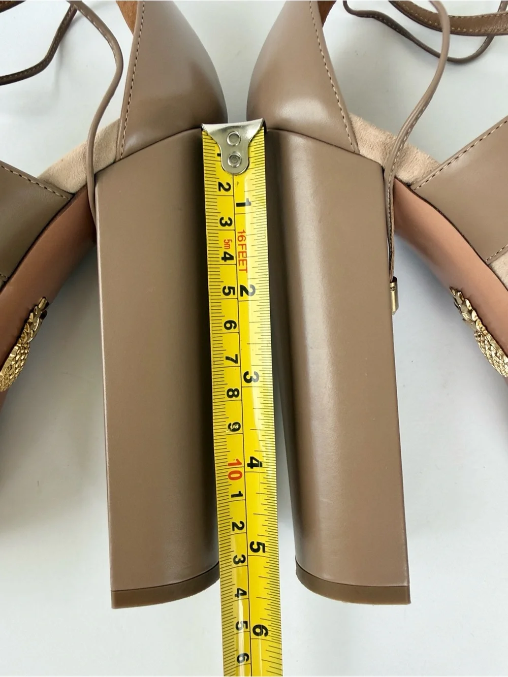 Aquazzura KAYA Platform Beige Bisctto Suede Leather Block Heel Sandals size 8.5